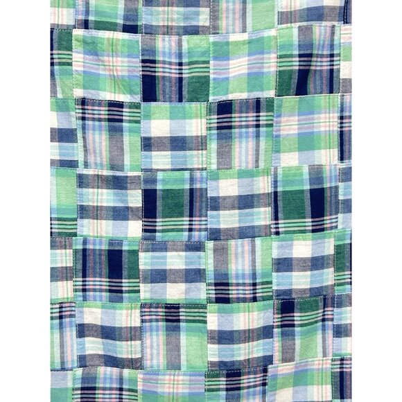 Talbots Madras Plaid Patchwork Mini Skirt Size 16P Petite Preppy Blue Golf NWT - Picture 3 of 8